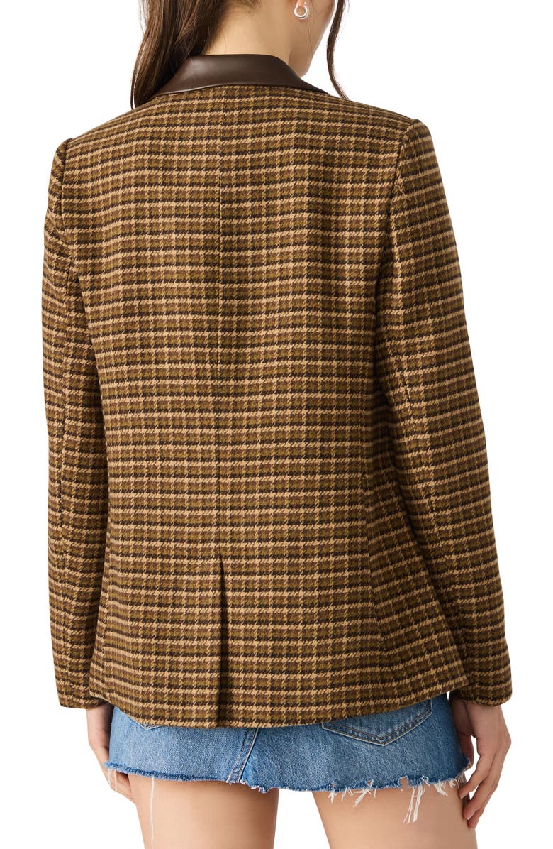 Steve Madden Plaid Boyfriend Blazer, Alternate, color, Cashew Plaid