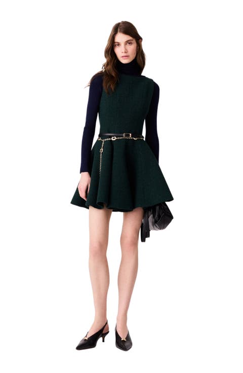 Short sleeveless tweed dress