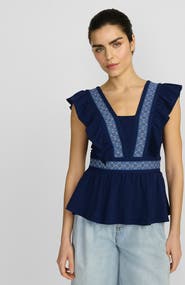 Lands' End Lightweight Jersey Ruffle Peplum Top