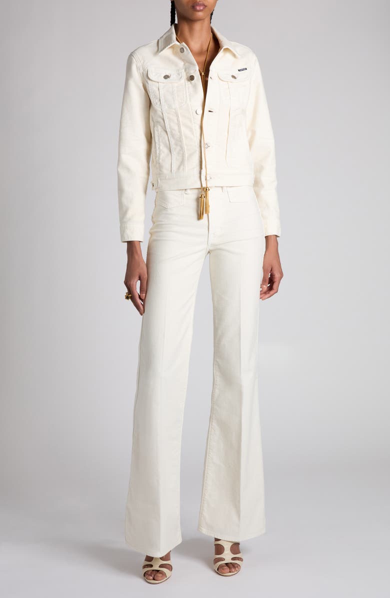 TOM FORD Moleskin Denim Trucker Jacket, Alternate, color, Off White