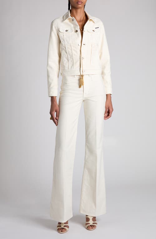 Tom Ford Moleskin Denim Trucker Jacket In Off White