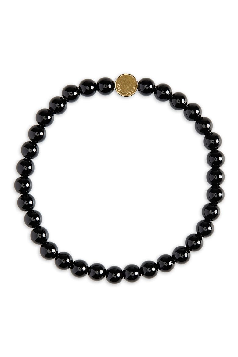 Men's Stone Bead Bracelet, Main, color, BLACK