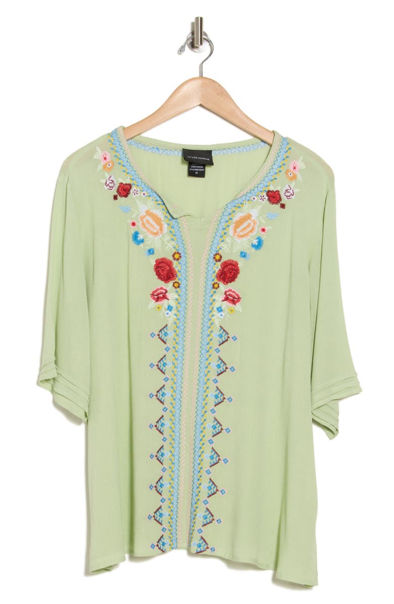 Forgotten Grace Embroidered Blouse, Alternate, color, Sage
