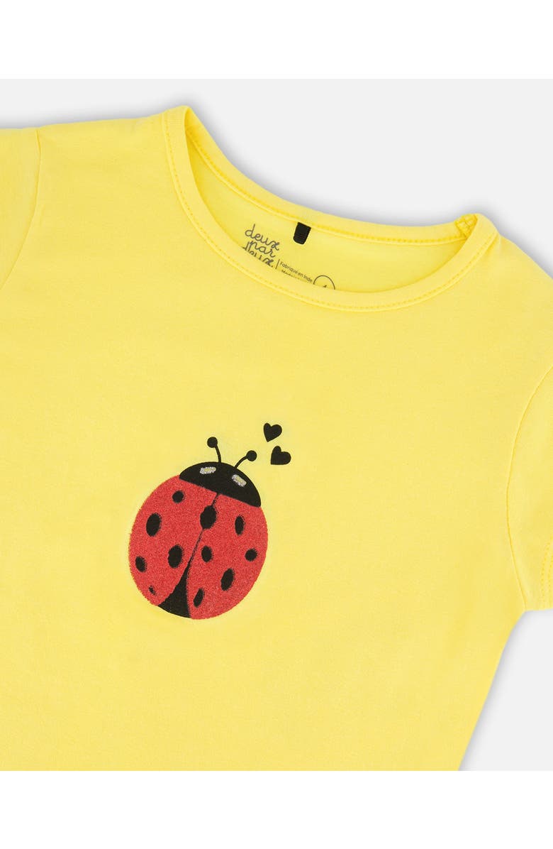 Deux par Deux Organic Cotton Jersey Short Sleeve Ladybug T-Shirt, Alternate, color, Yellow