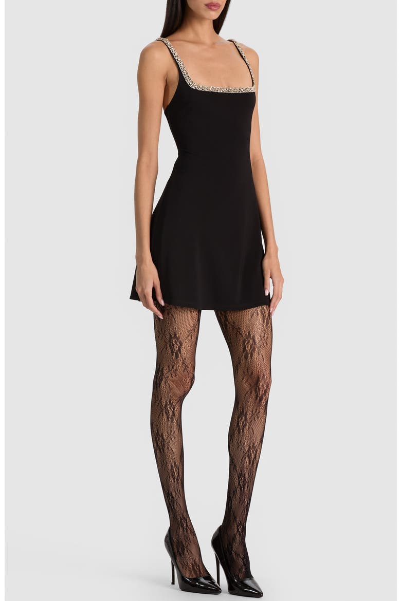 Julia Embellished Trim Minidress, Alternate, color, BLACK