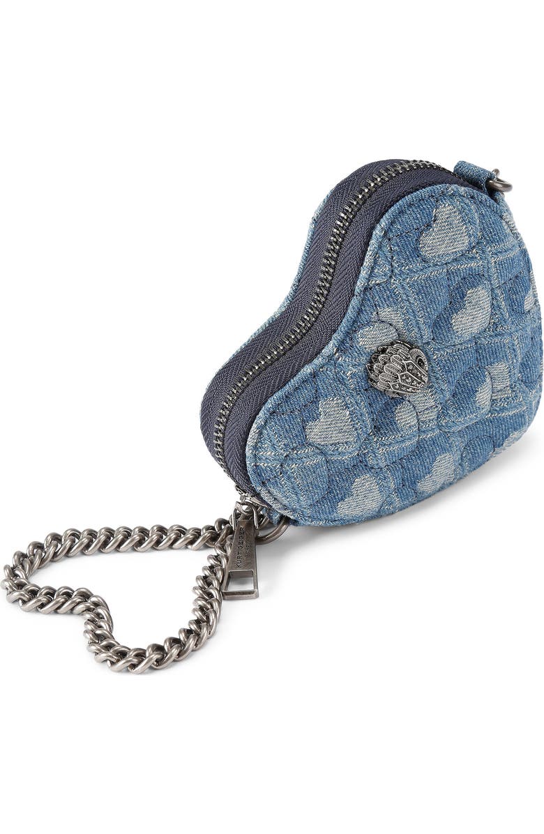 Kurt Geiger London Micro Heart Quilted Denim Crossbody Bag, Alternate, color, Dark Blue