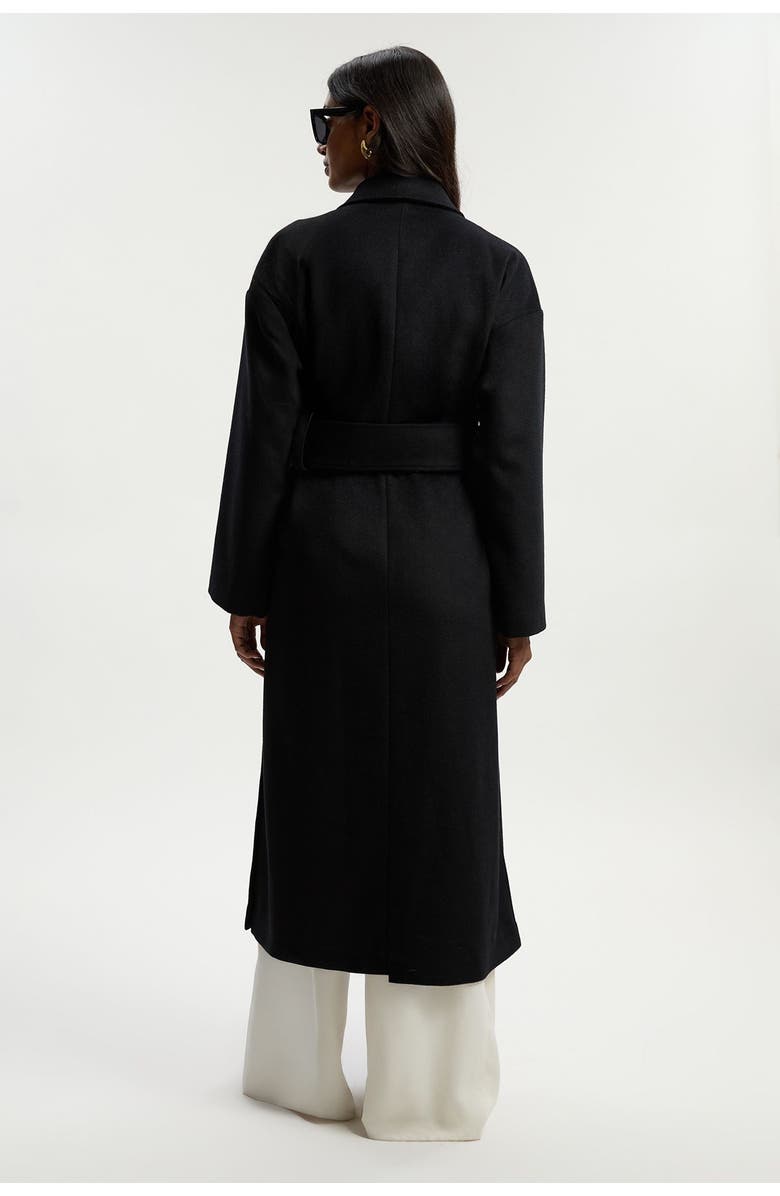 Karen Millen Brushed Wool Wrap Tailored Maxi Coat, Alternate, color, Black