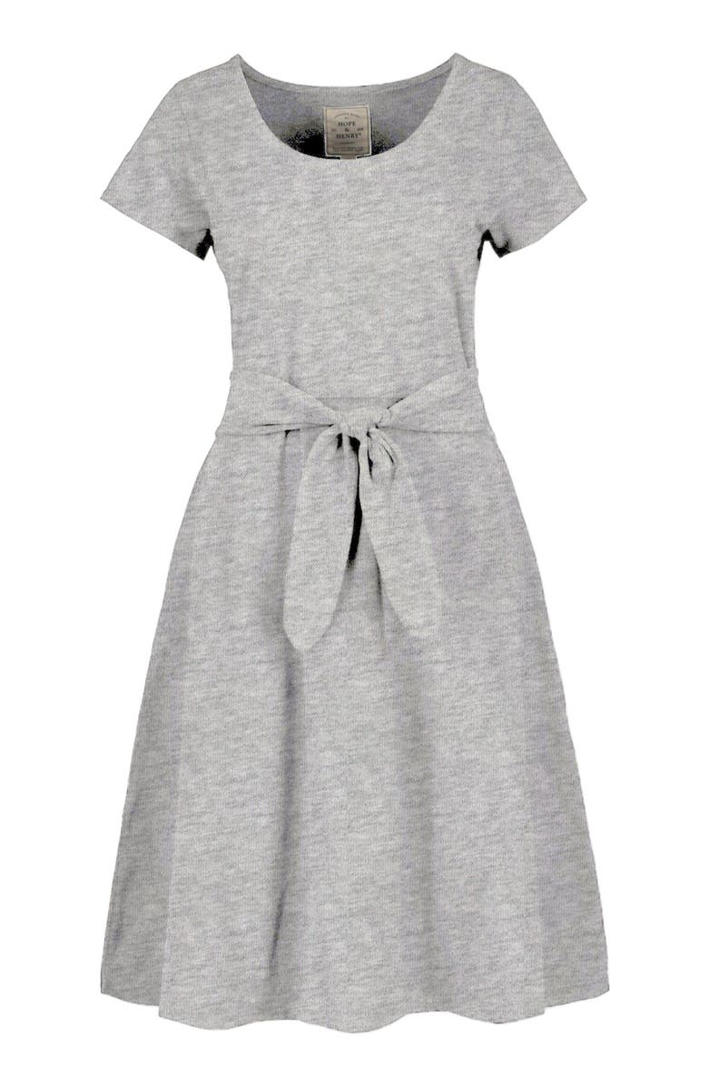 Hope & Henry Women's Organic Tie-Waist Knit Dress, Alternate, color, Gray Heather Solid