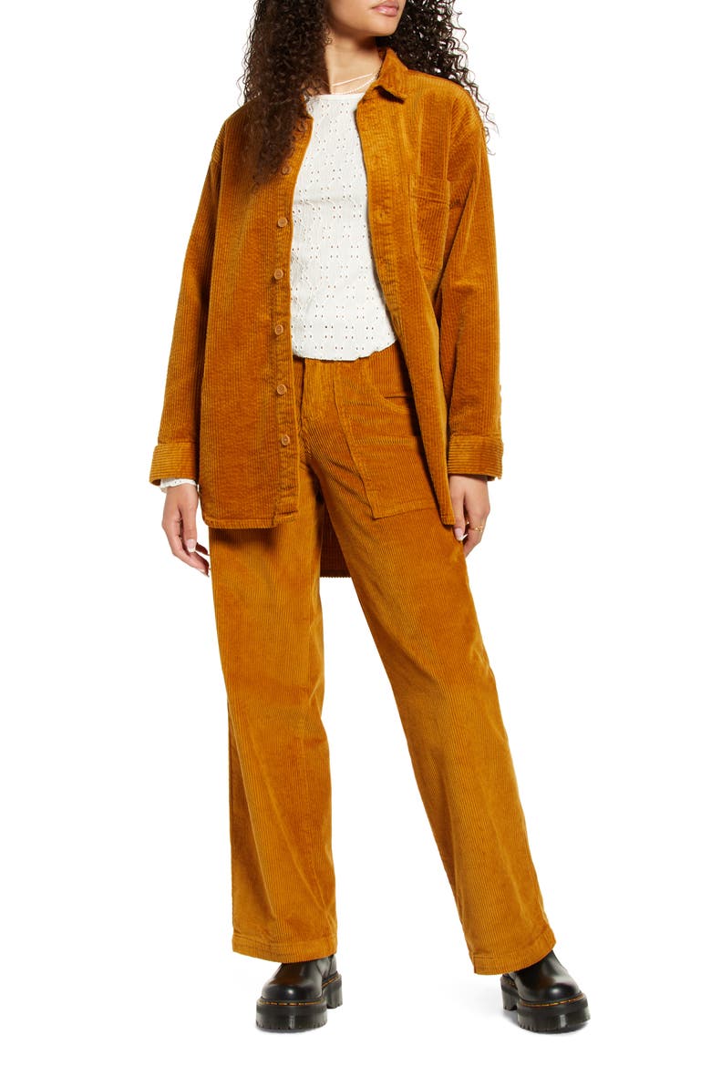 Wide Leg Stretch Cotton Corduroy Pants, Alternate, color, BROWN BUCKTHORN