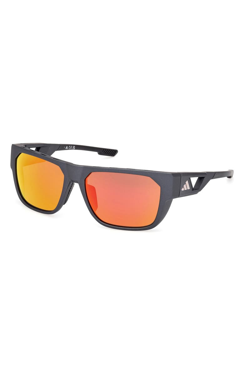 adidas 57mm Navigator Sunglasses, Alternate, color, Matte Black / Roviex Mirror