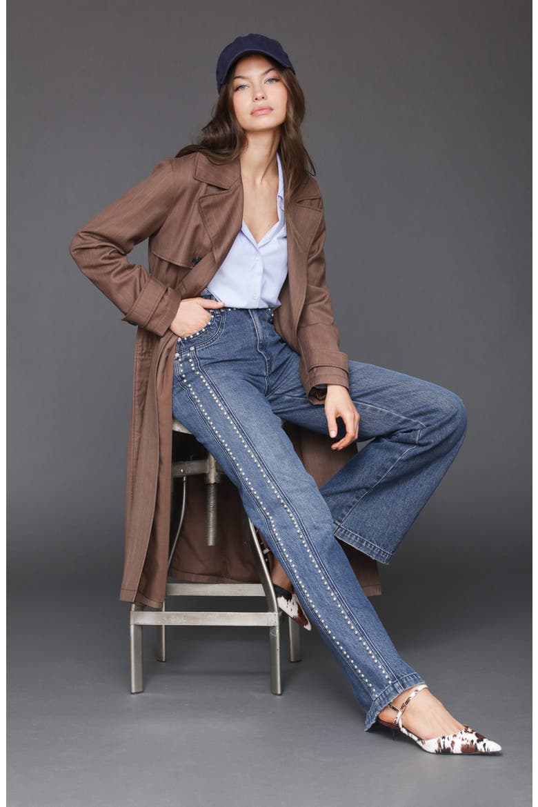 Relaxed Duster Trench Coat, Alternate, color, BROWN STRIPE