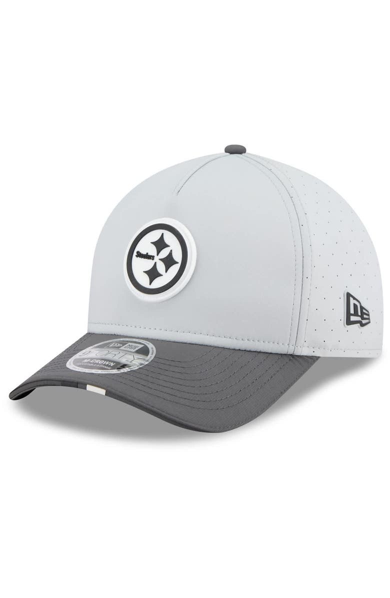 New Era Men's New Era  Gray/Graphite Pittsburgh Steelers 2025 NFL Training Camp A-Frame 9FORTY Adjustable Hat, Main, color, Gray
