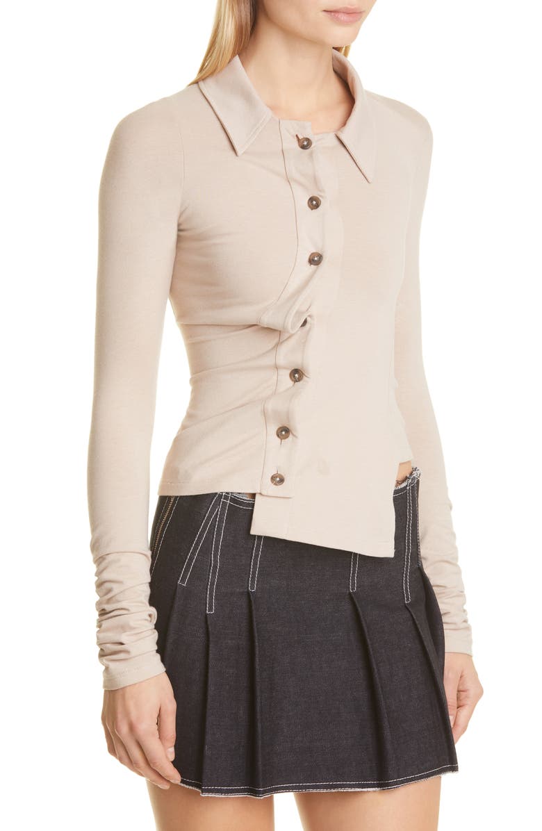 Anne Isabella Twisted Asymmetric Organic Cotton & Wool Shirt, Alternate, color,