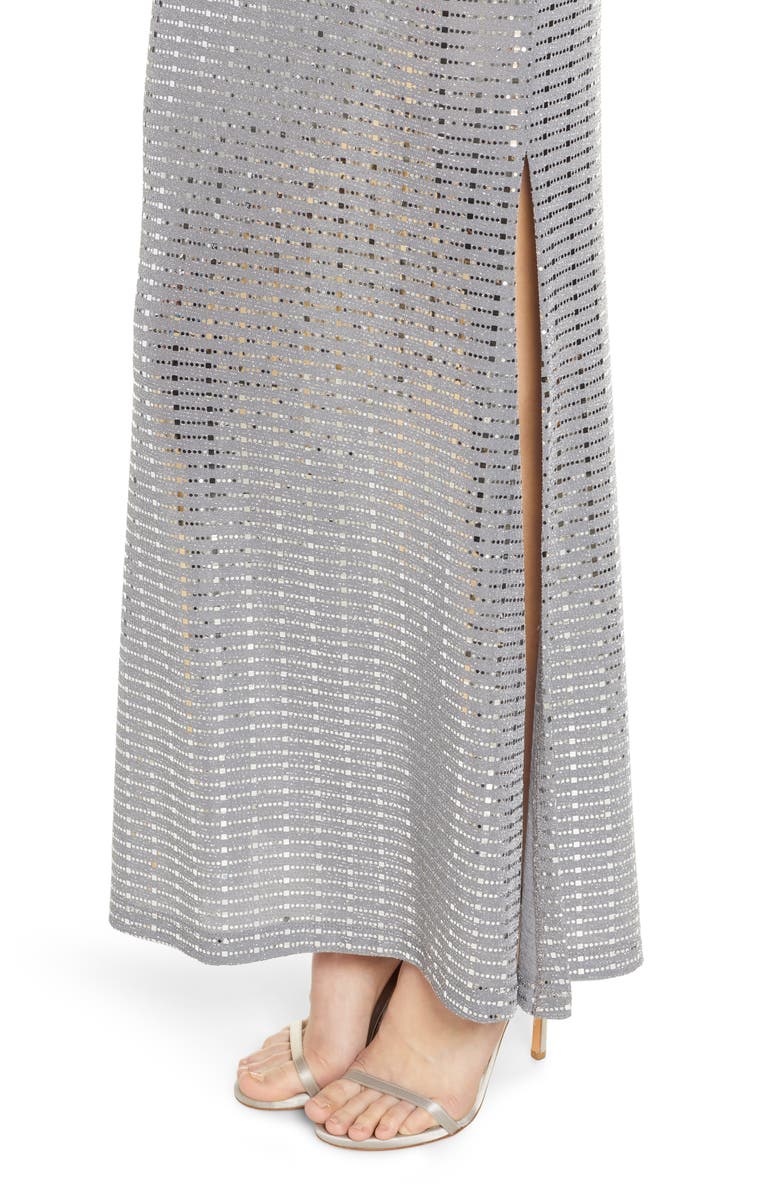 Morgan & Co. Long Sleeve Sequin Knit Gown, Alternate, color,