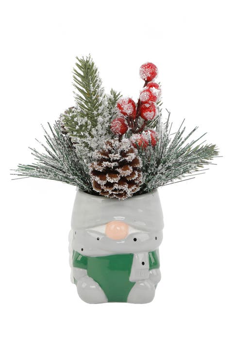 Christmas Mix in Gnome Ceramic Vase