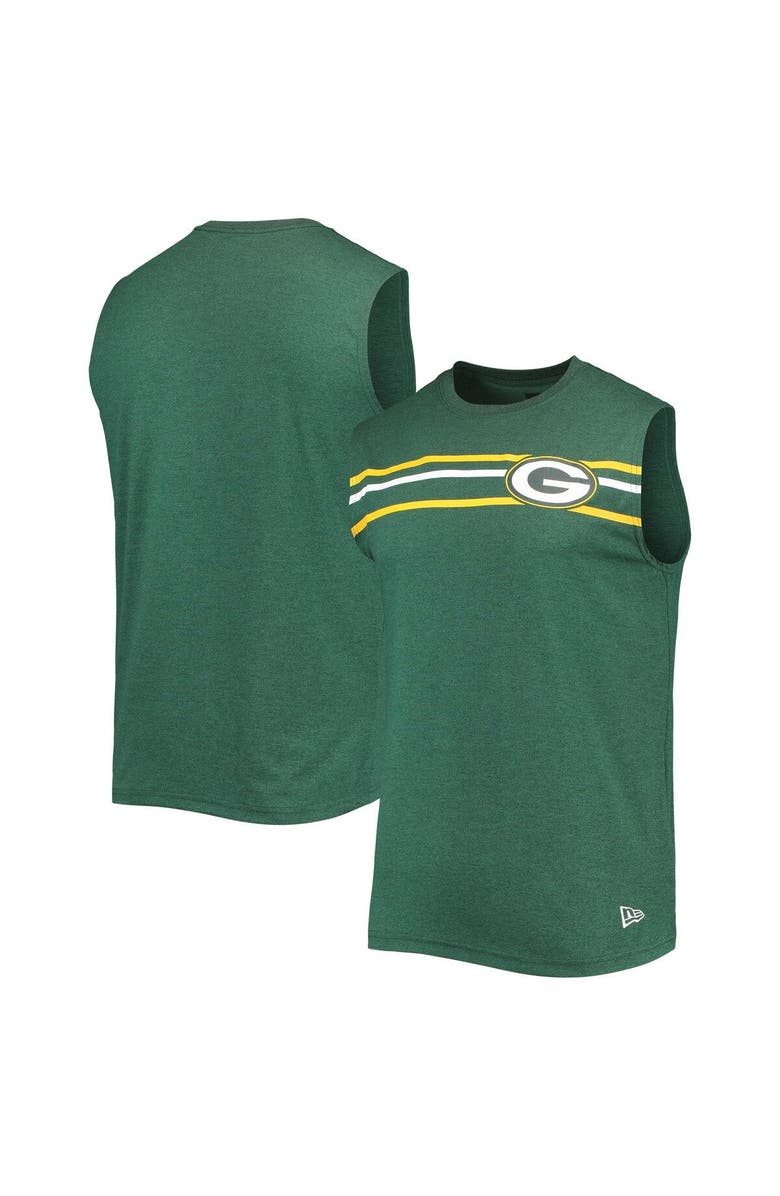New Era Men's New Era Green Green Bay Packers Brushed Sleeveless Tank Top, Main, color, Green