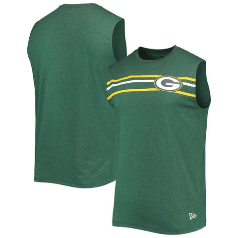 Men's New Era Green Green Bay Packers Brushed Sleeveless Tank Top