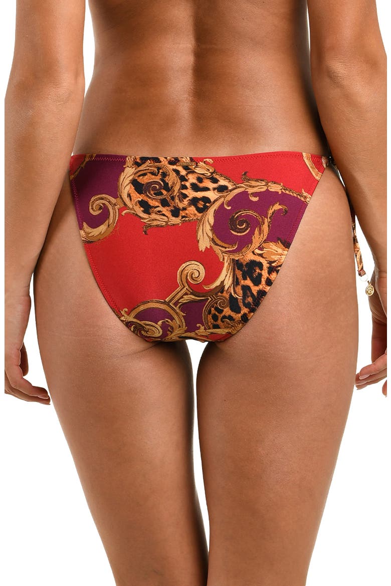 Baroque Leopard Side Tie Bikini Bottom, Alternate, color, ROUGE
