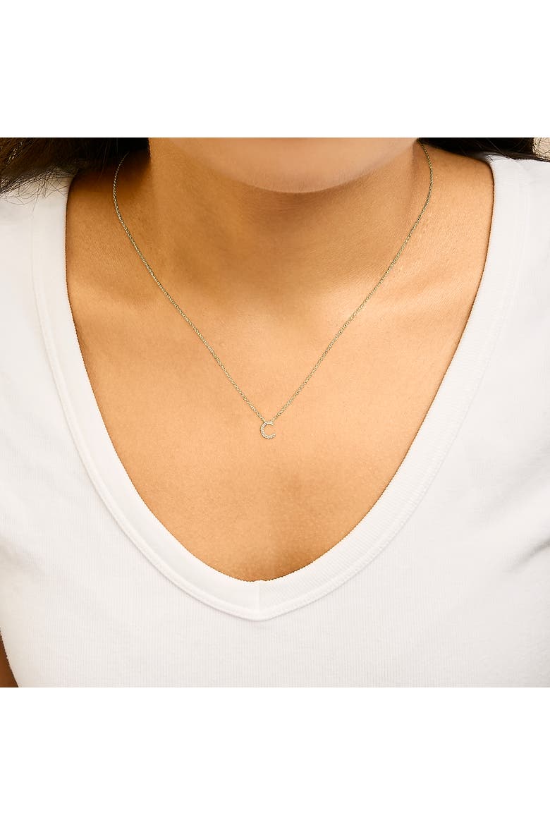 10K Yellow Gold Diamond Accent "A-Z" Block Initial Pendant Necklace, Alternate, color, Yellow Gold | C