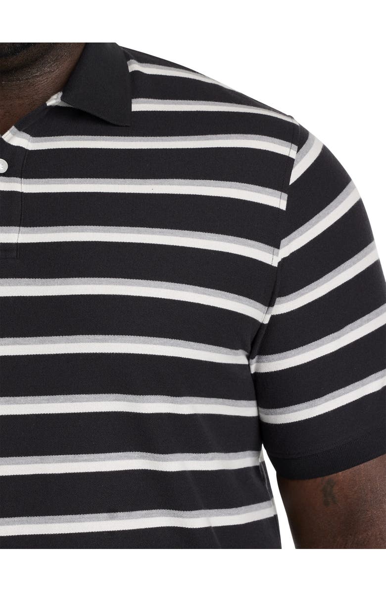 Harbor Bay by DXL Medium Striped Polo Shirt, Alternate, color, Black Multi