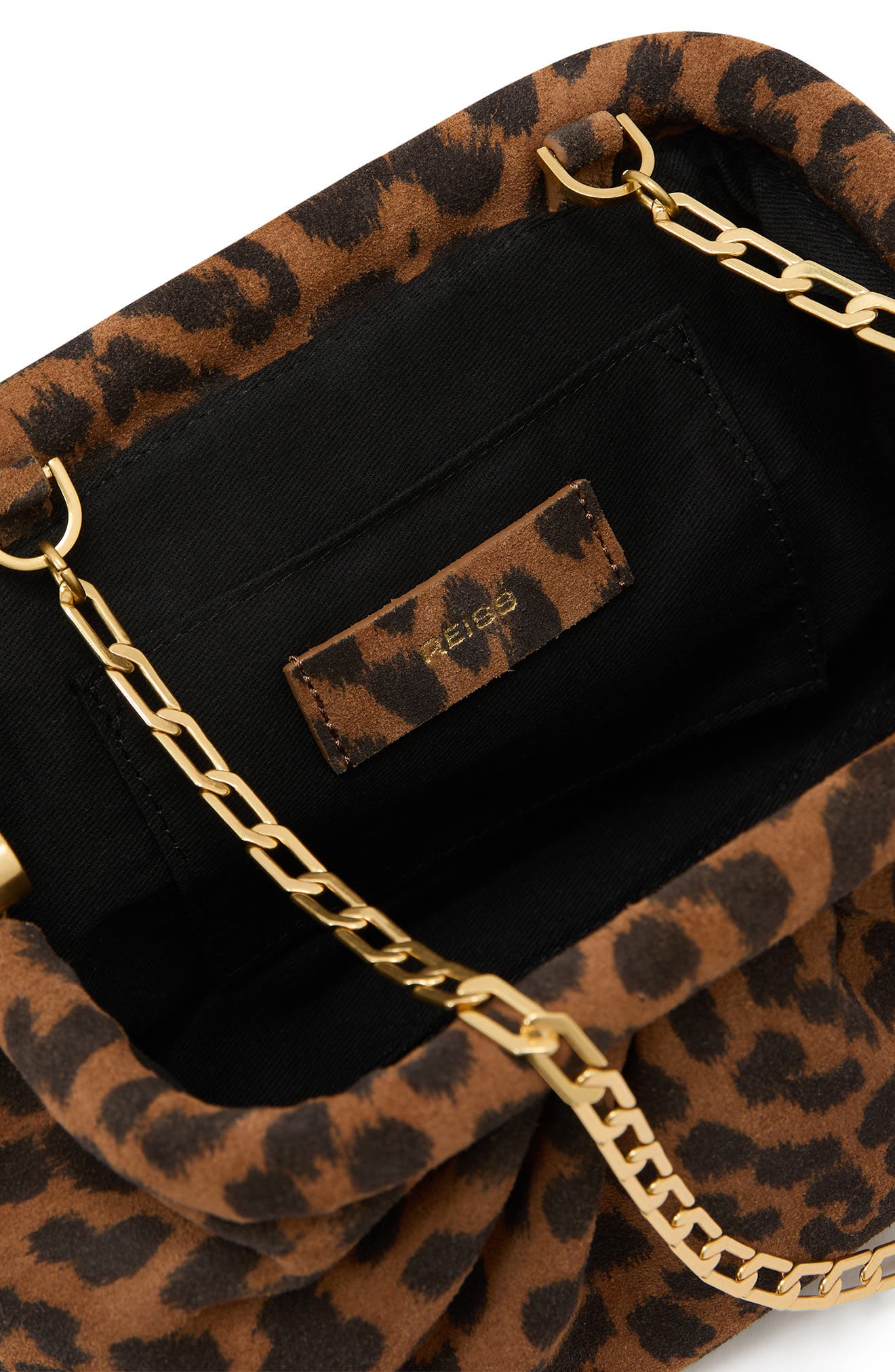 Reiss Mia Suede Frame Clutch, Alternate, color, Animal