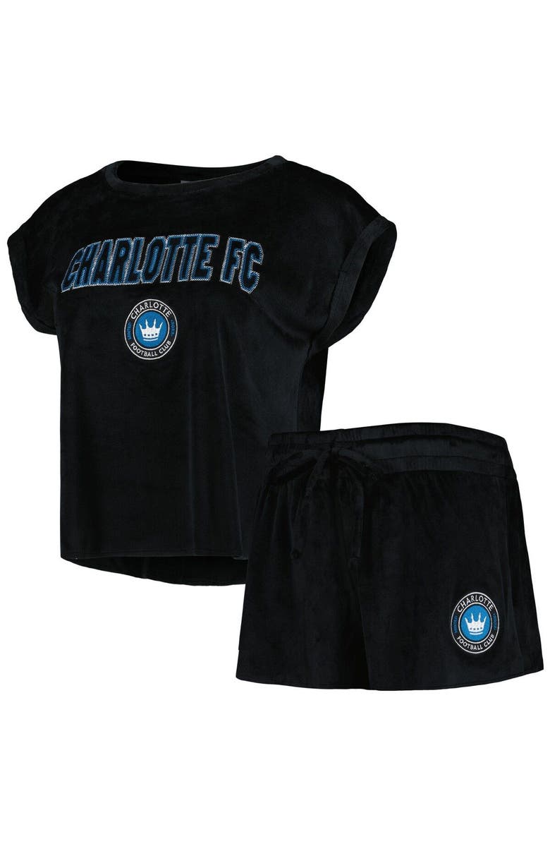 CONCEPTS SPORT Women's Concepts Sport Black Charlotte FC Intermission T-Shirt and Shorts Sleep Set, Main, color, Black