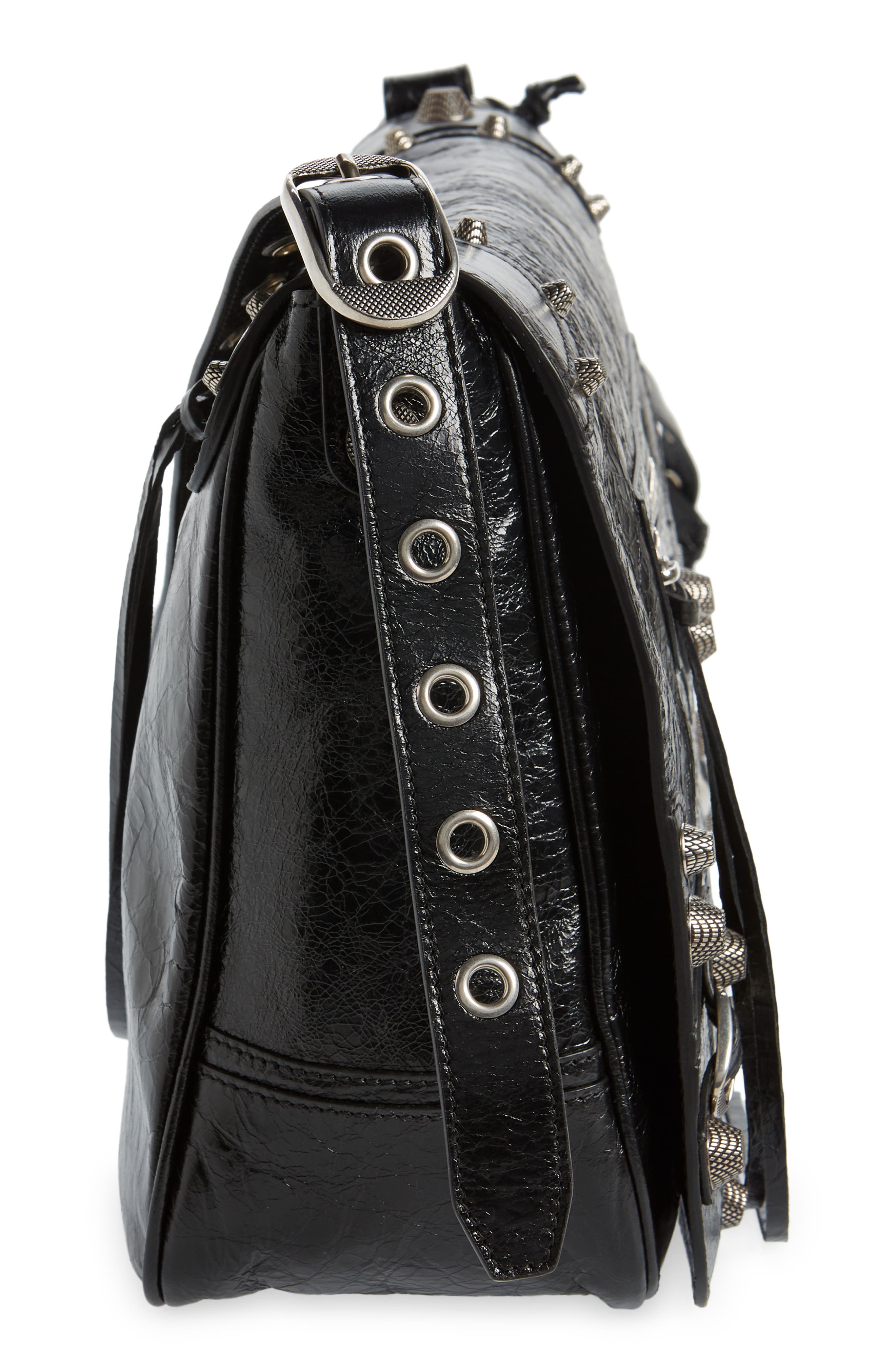 Balenciaga Cagole Leather Messenger Bag, Alternate, color, 