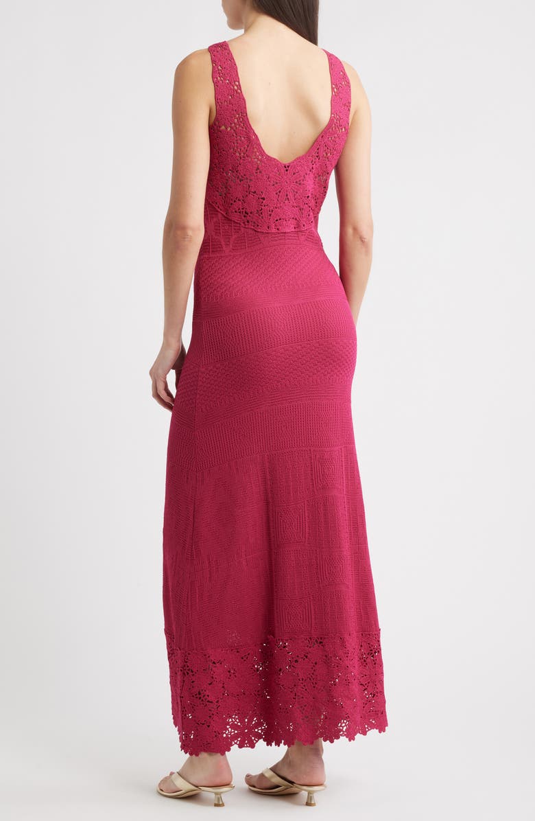 Elie Tahari The Josephine Lace Trim Knit Midi Dress, Alternate, color, 