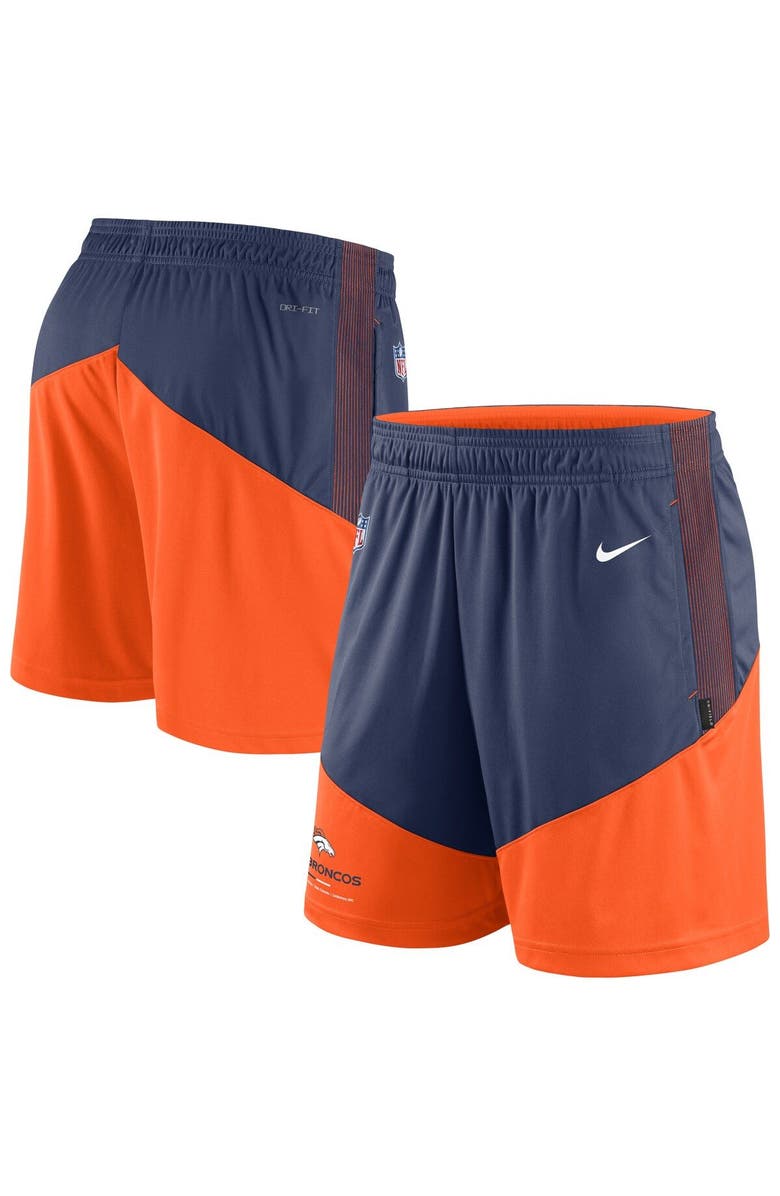 Nike Men's Nike Navy/Orange Denver Broncos Sideline Primary Lockup Performance Shorts, Alternate, color, 