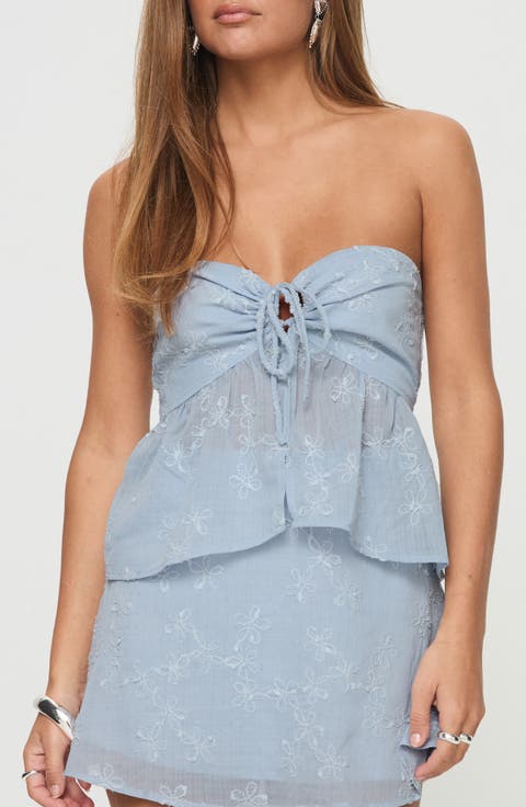 Rosenberg Embroidered Strapless Top
