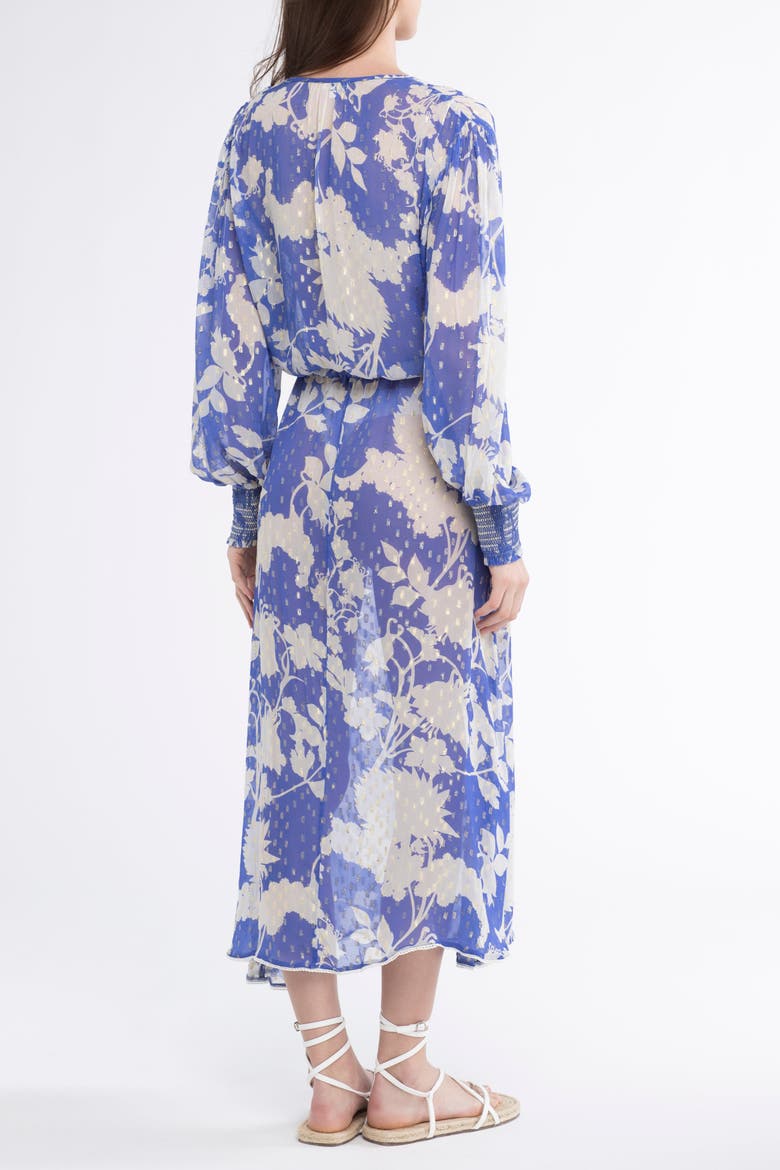 Cabana Cover-Up Flower Kaftan Dress, Alternate, color, Blue
