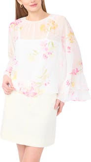 Vince Camuto Floral Flutter Sleeve Top