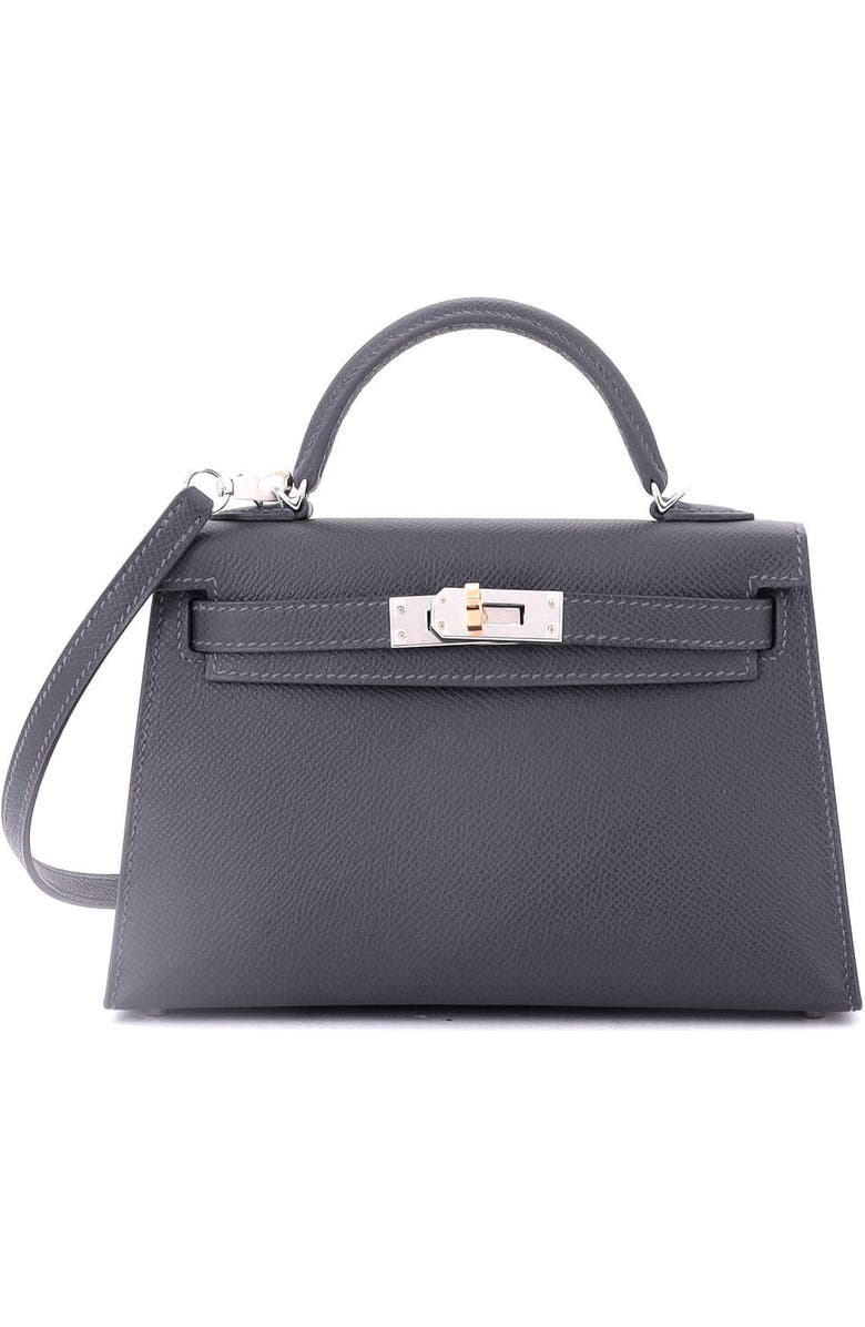 Pre-Owned Hermes Kelly Mini II Bag Grey Epsom with Electrum Hardware 20, Main, color,