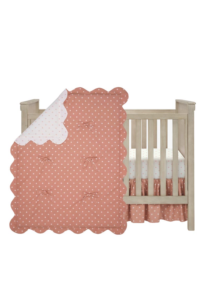 Coco 3-Piece Reversible Cotton Polka Dot Baby Crib Bedding Set, Main, color, Brown