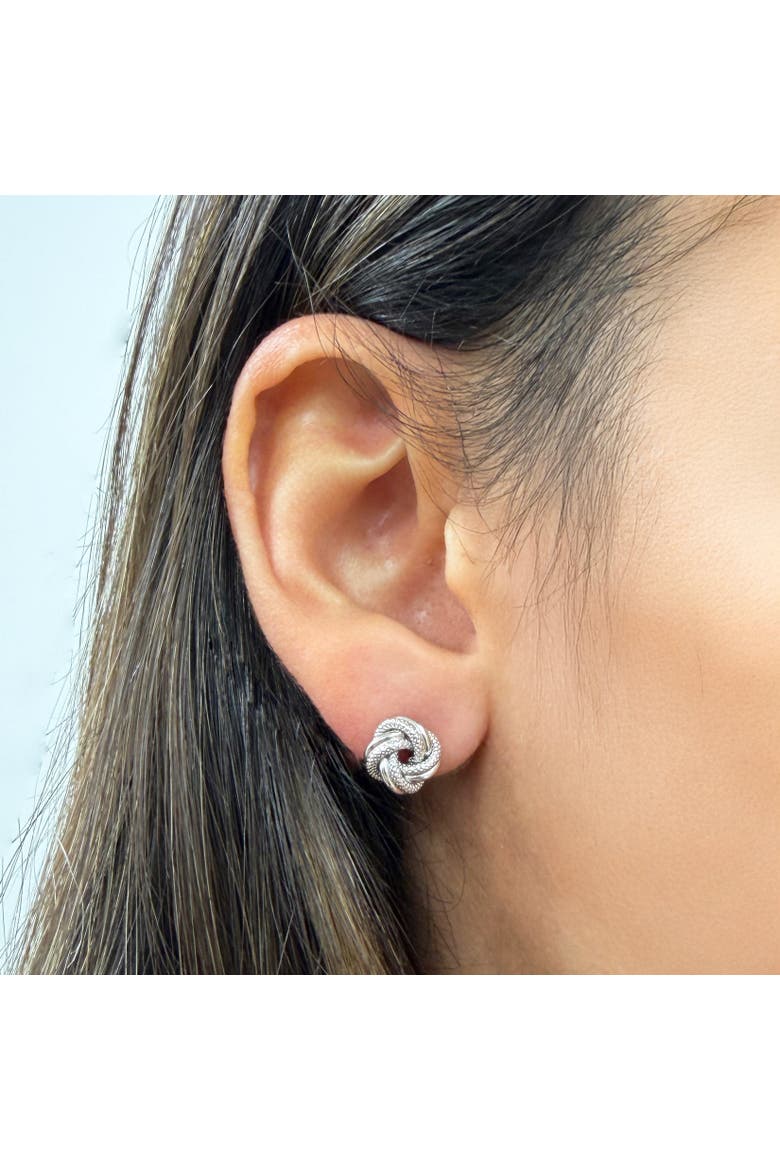 Textured Knot Stud Earrings, Alternate, color, Sterling Silver
