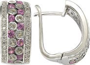 SUZY LEVIAN Sterling Silver & Pink Sapphire Huggie Hoop Earrings