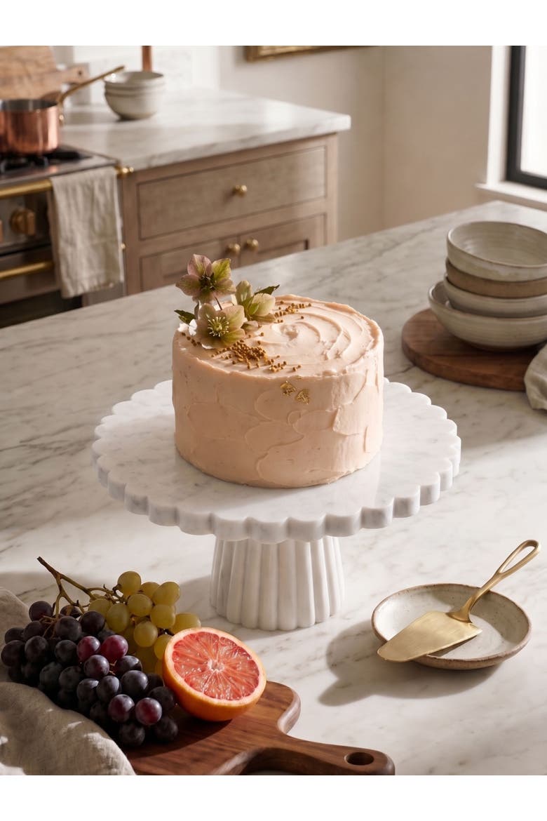 Bobby White Marble Cake Stand, Alternate, color, Ivory White