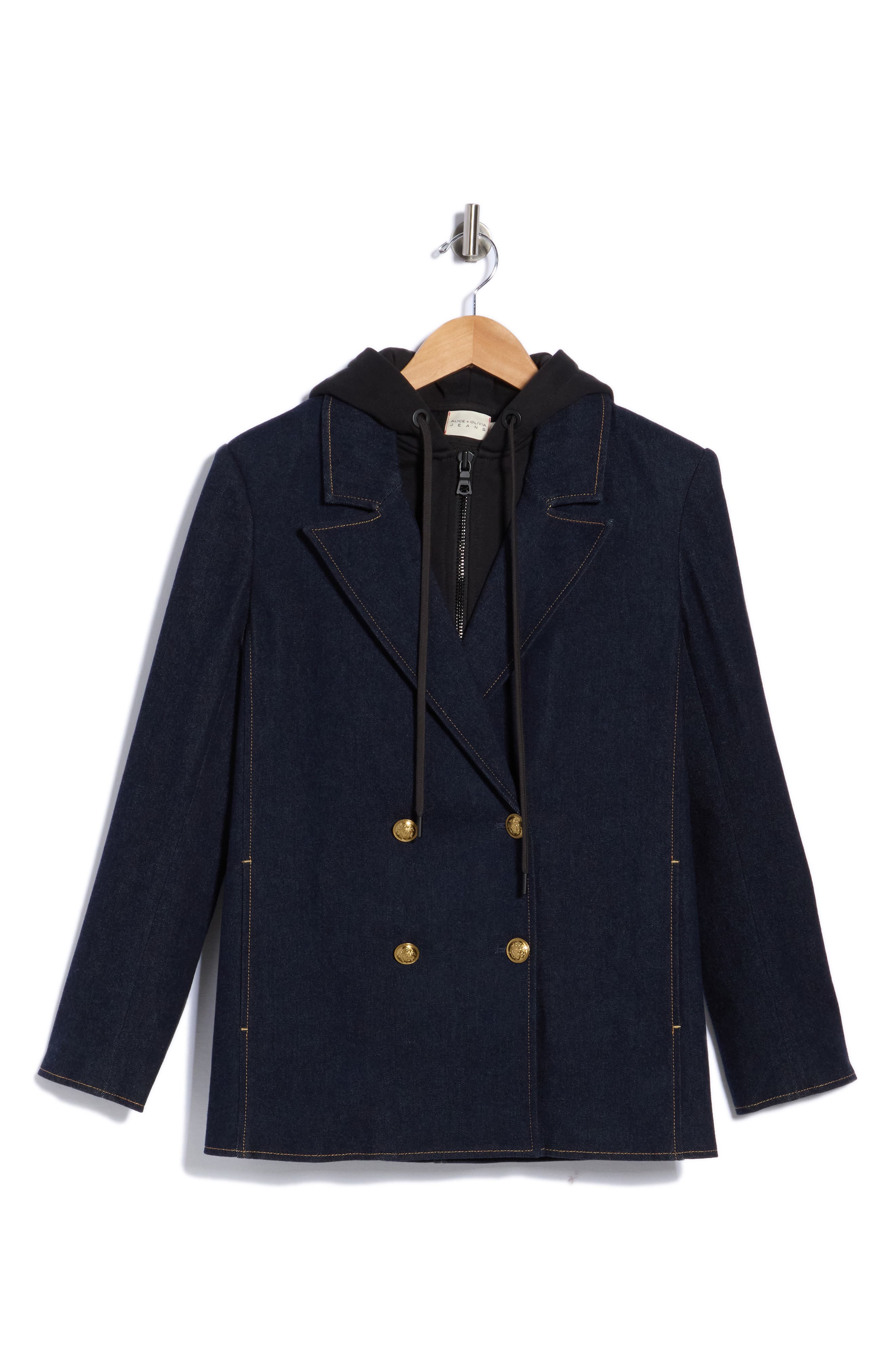 Jordan Double Breasted Denim Blazer with Removable Hood