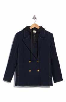 Jordan Double Breasted Denim Blazer with Removable Hood