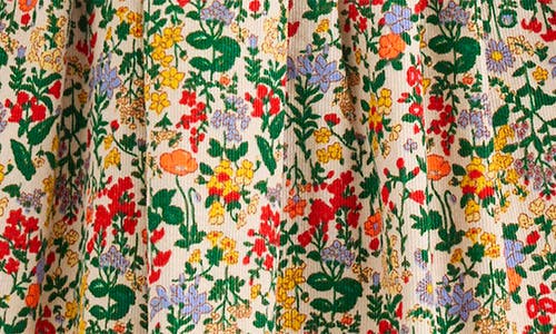 Mini Boden Kids' Floral Long Sleeve Corduroy Dress In Multi