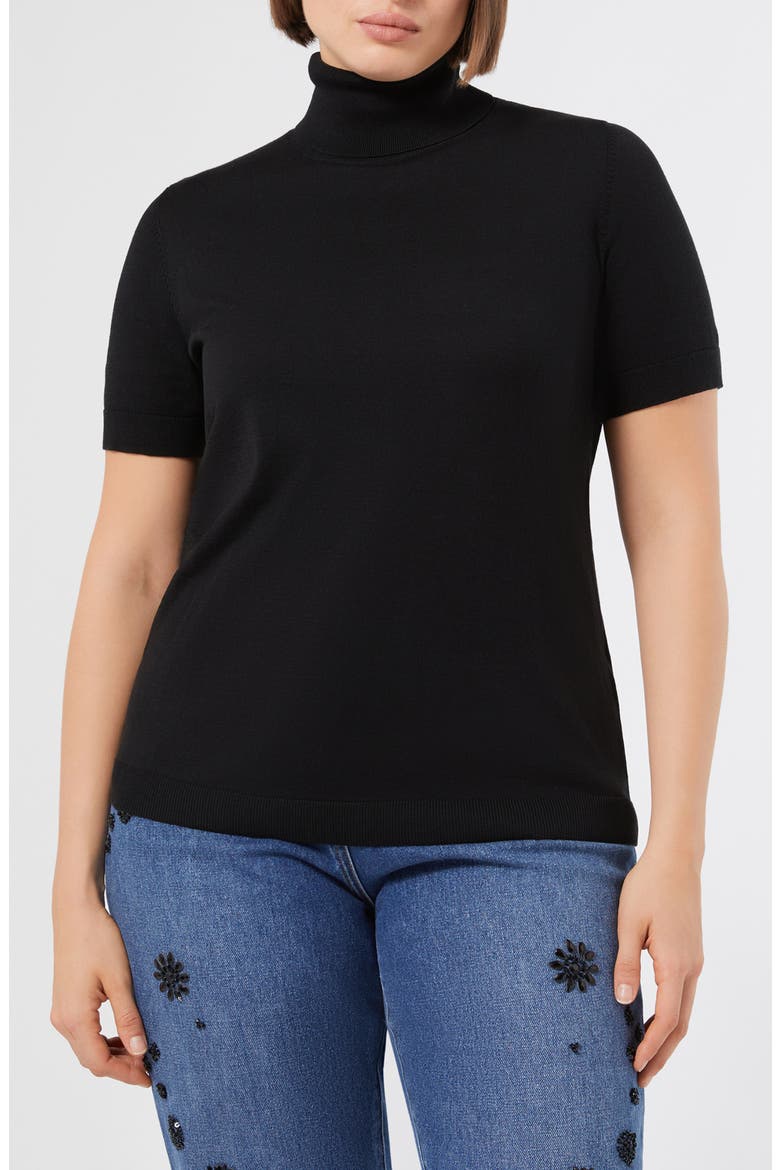 Abile Short Sleeve Cotton & Modal Sweater, Main, color, BLACK