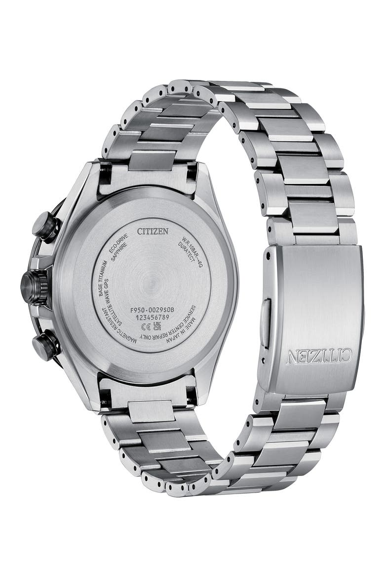 Attesa Satellite Wave GPS GMT Automatic Silvertone Bracelet Watch, 44.6mm, Alternate, color, SILVER-TONE