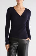 MAX STUDIO Faux Wrap Knit Sweater