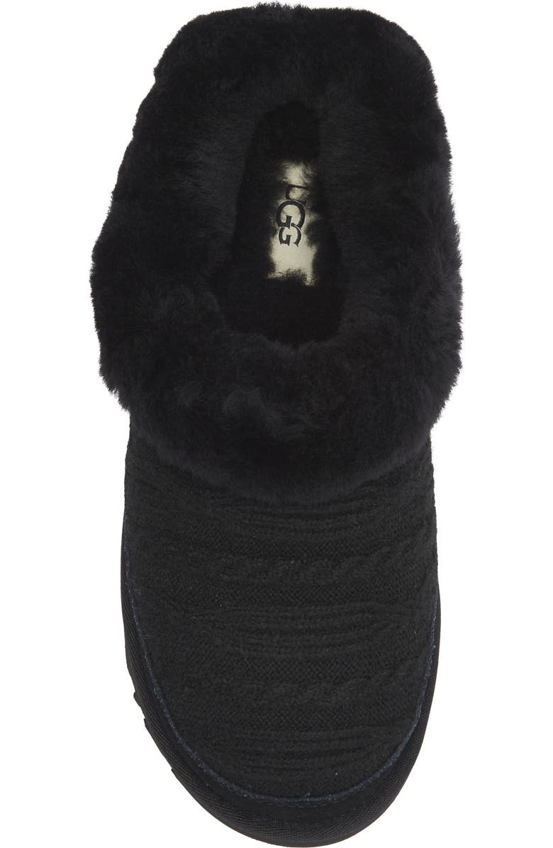 UGG<sup>®</sup> Cluggette Genuine Shearling Lined Indoor/Outdoor Slipper, Alternate, color, Black