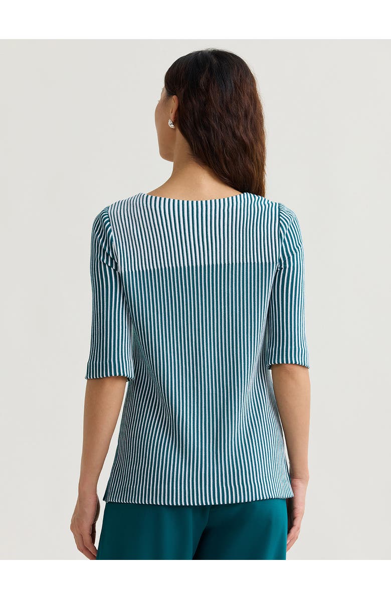 Misook Linear Stripe Soft Knit Tunic, Alternate, color, Spruce/White