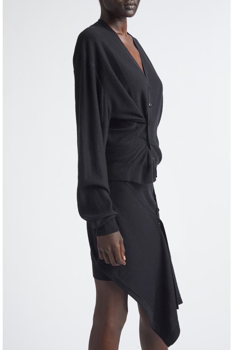 Twisted Merino Wool Blend Cardigan, Alternate, color, BLACK
