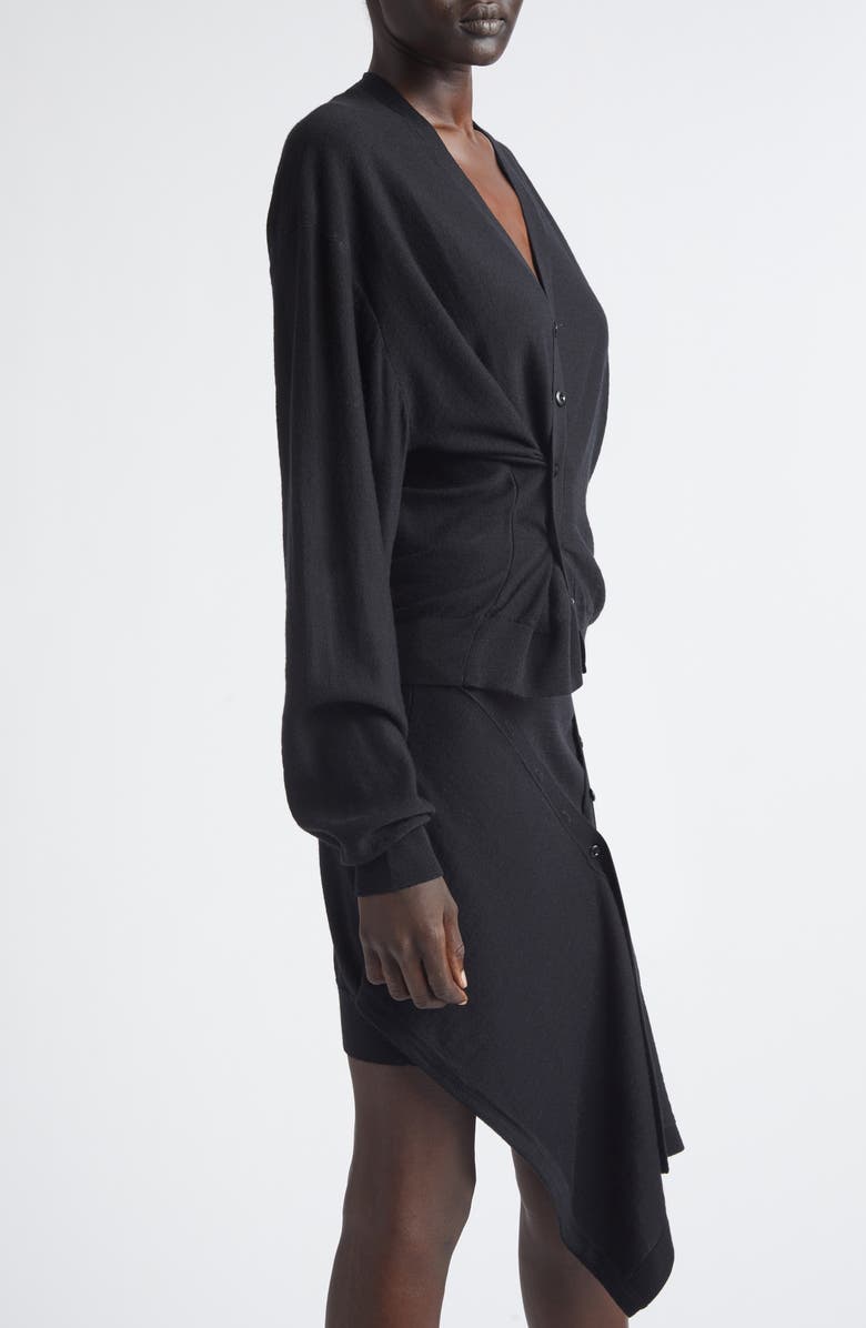 Lemaire Twisted Merino Wool Blend Cardigan, Alternate, color, Black