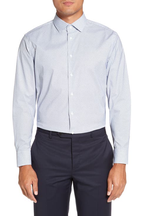 Trim Fit Stretch Geometric Dress Shirt