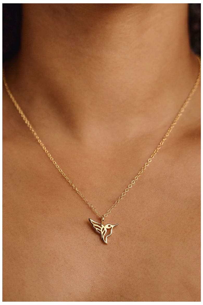 Hummingbird Pendant Necklace, Alternate, color, GOLD