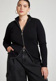 ELOQUII Two Way Zipper Sweater
